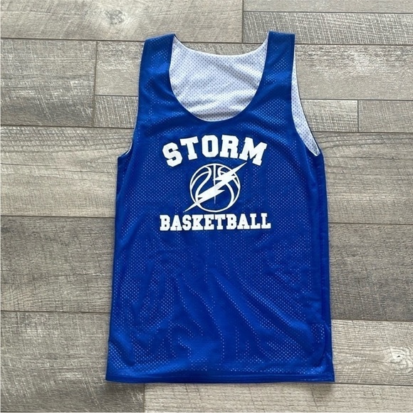 Blue and White Storm Basketball Athletic Reversible Jersey Size Medium. - Picture 5 of 5